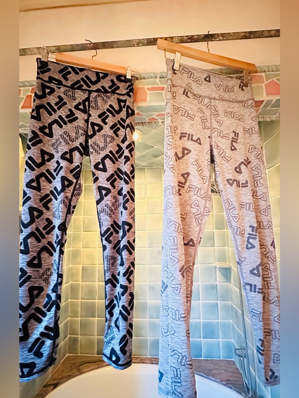 Fila Kids Gray Logo Print Leggings - Dual Pack